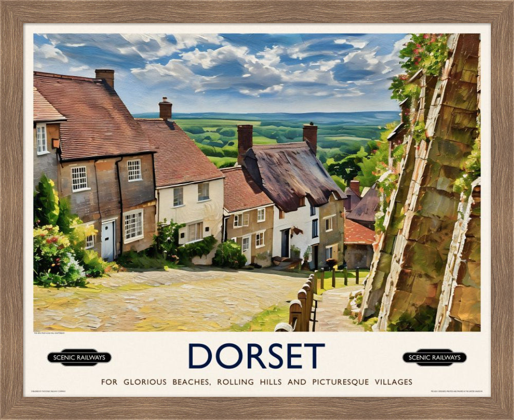 Vintage travel poster- Dorset, Gold Hill - Scenic Railways