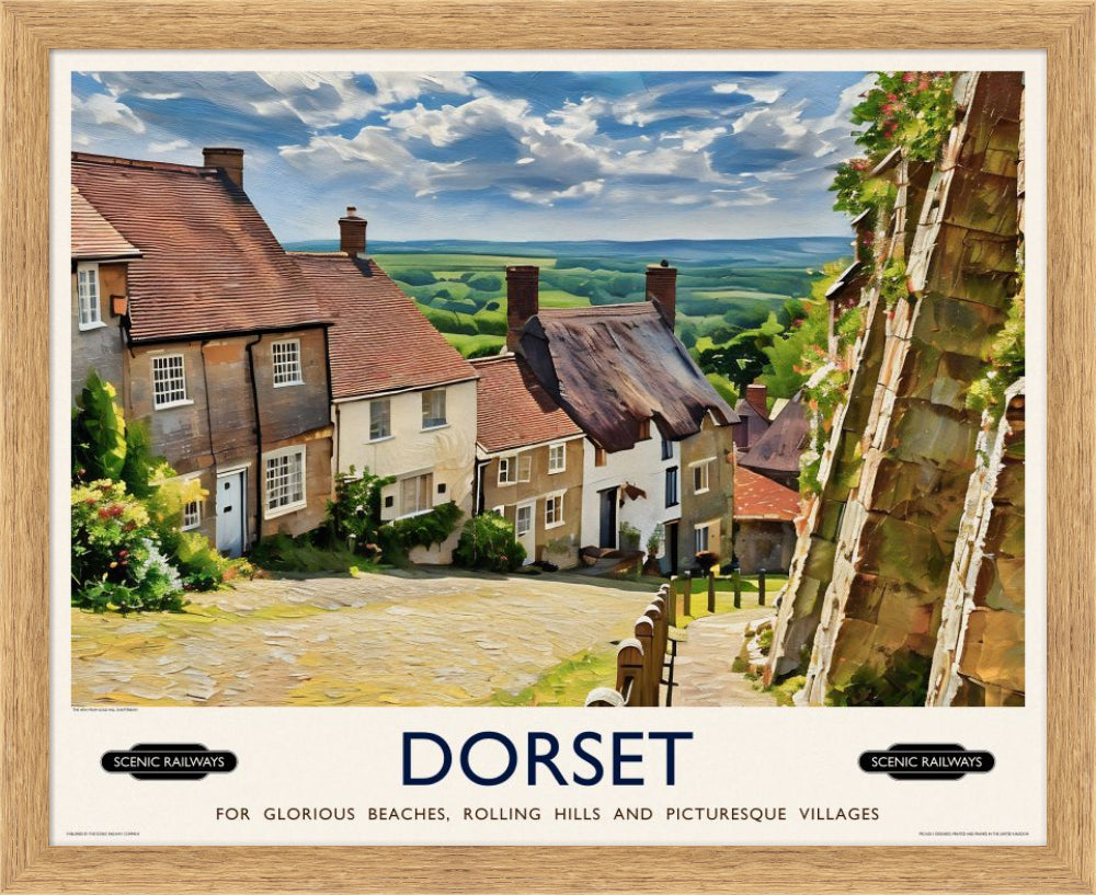 Vintage travel poster- Dorset, Gold Hill - Scenic Railways