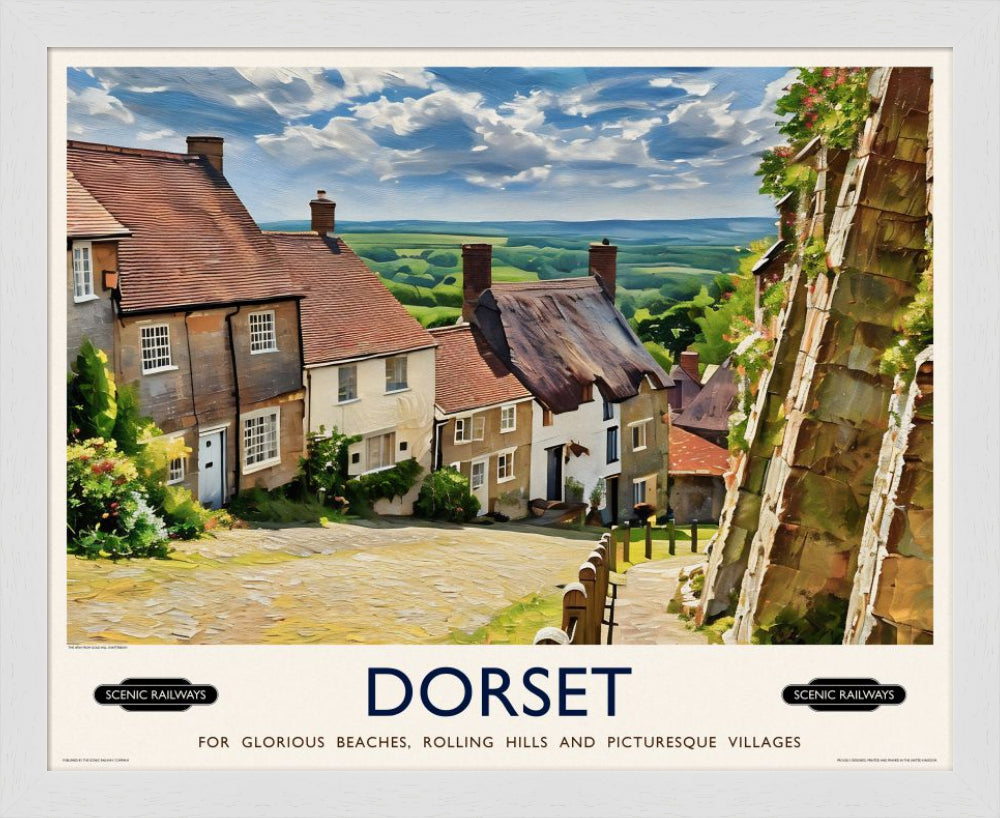 Vintage travel poster- Dorset, Gold Hill - Scenic Railways