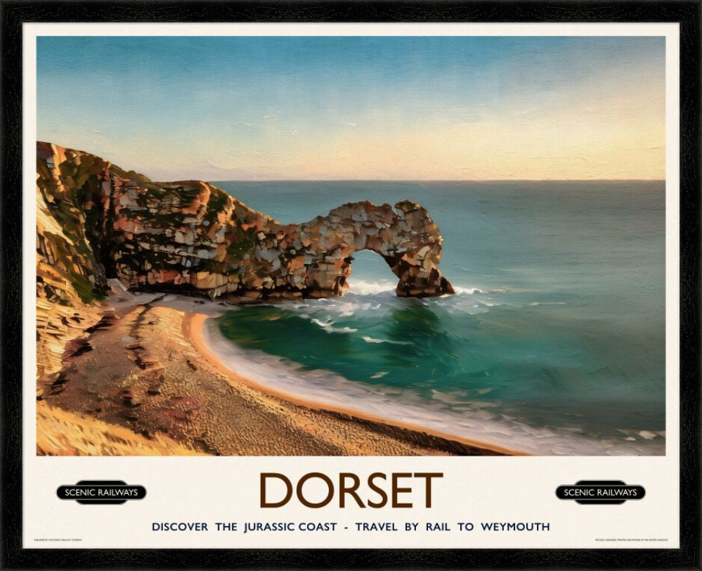 Vintage travel poster- Durdle Door, Dorset - Scenic Railways