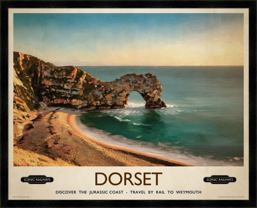 Vintage travel poster- Durdle Door, Dorset - Scenic Railways