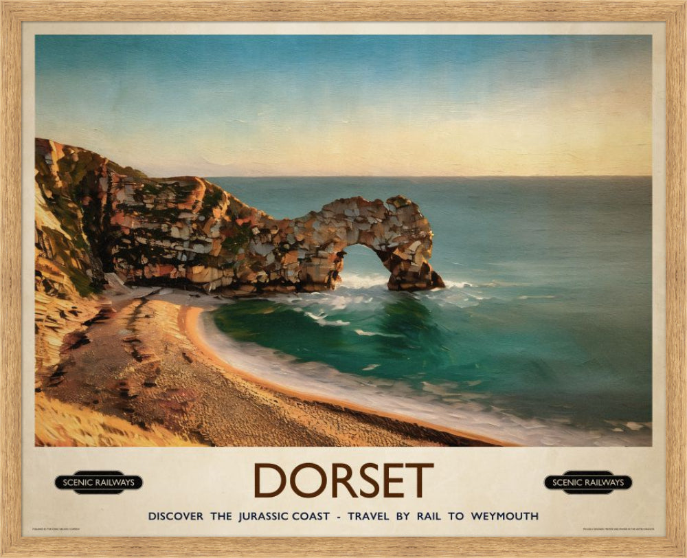 Vintage travel poster- Durdle Door, Dorset - Scenic Railways