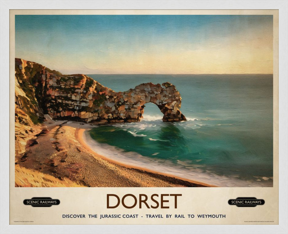 Vintage travel poster- Durdle Door, Dorset - Scenic Railways