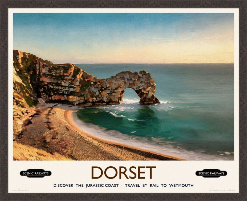 Vintage travel poster- Durdle Door, Dorset - Scenic Railways