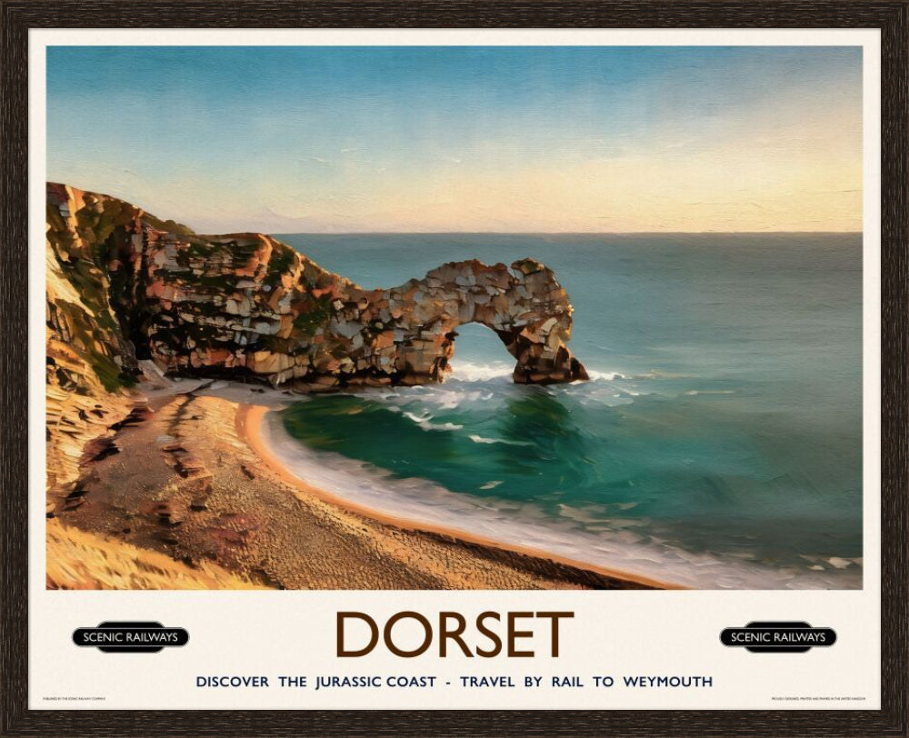 Vintage travel poster- Durdle Door, Dorset - Scenic Railways