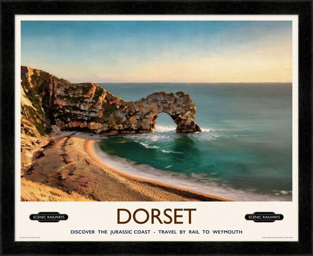 Vintage travel poster- Durdle Door, Dorset - Scenic Railways