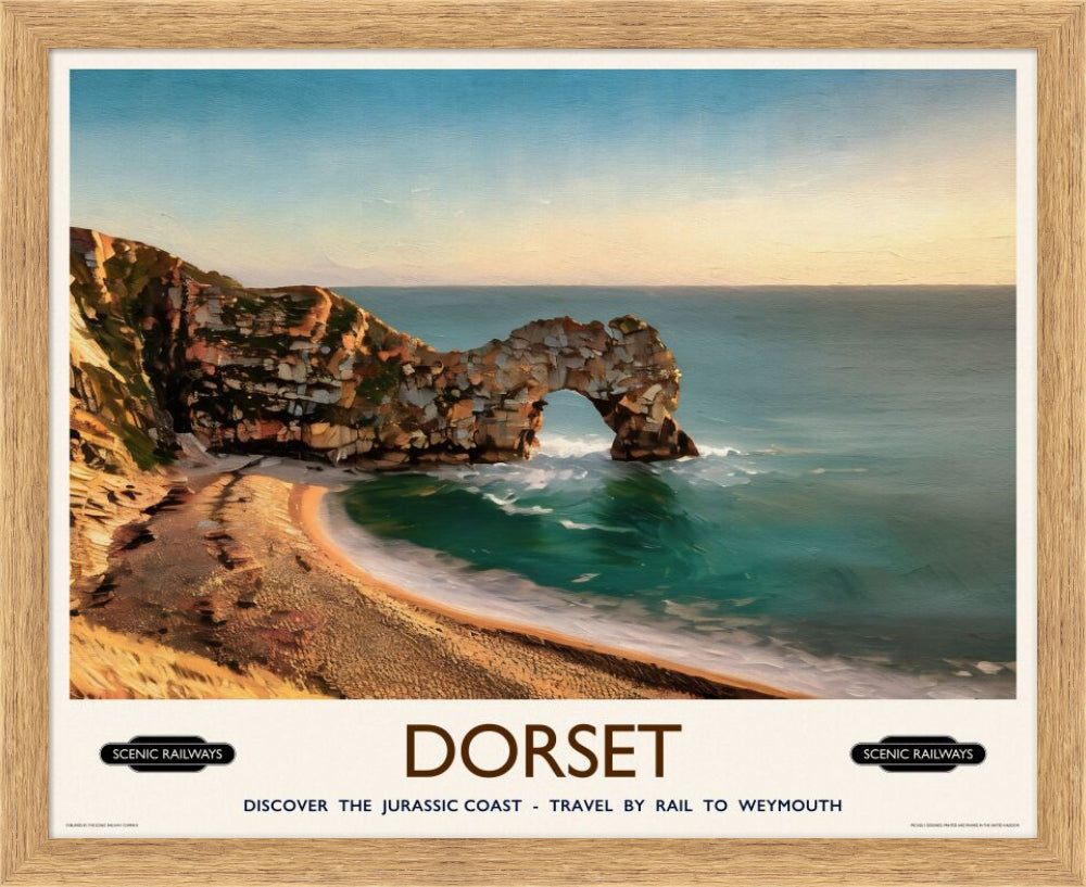 Vintage travel poster- Durdle Door, Dorset - Scenic Railways