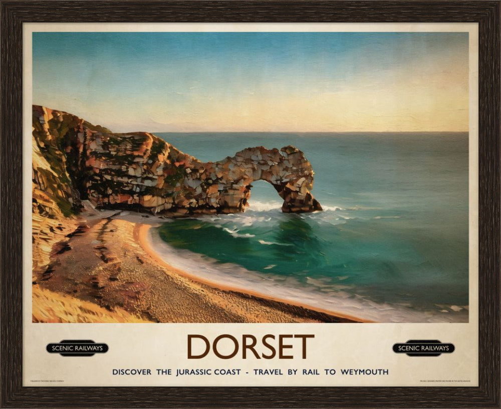 Vintage travel poster- Durdle Door, Dorset - Scenic Railways