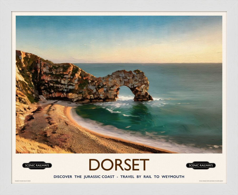 Vintage travel poster- Durdle Door, Dorset - Scenic Railways