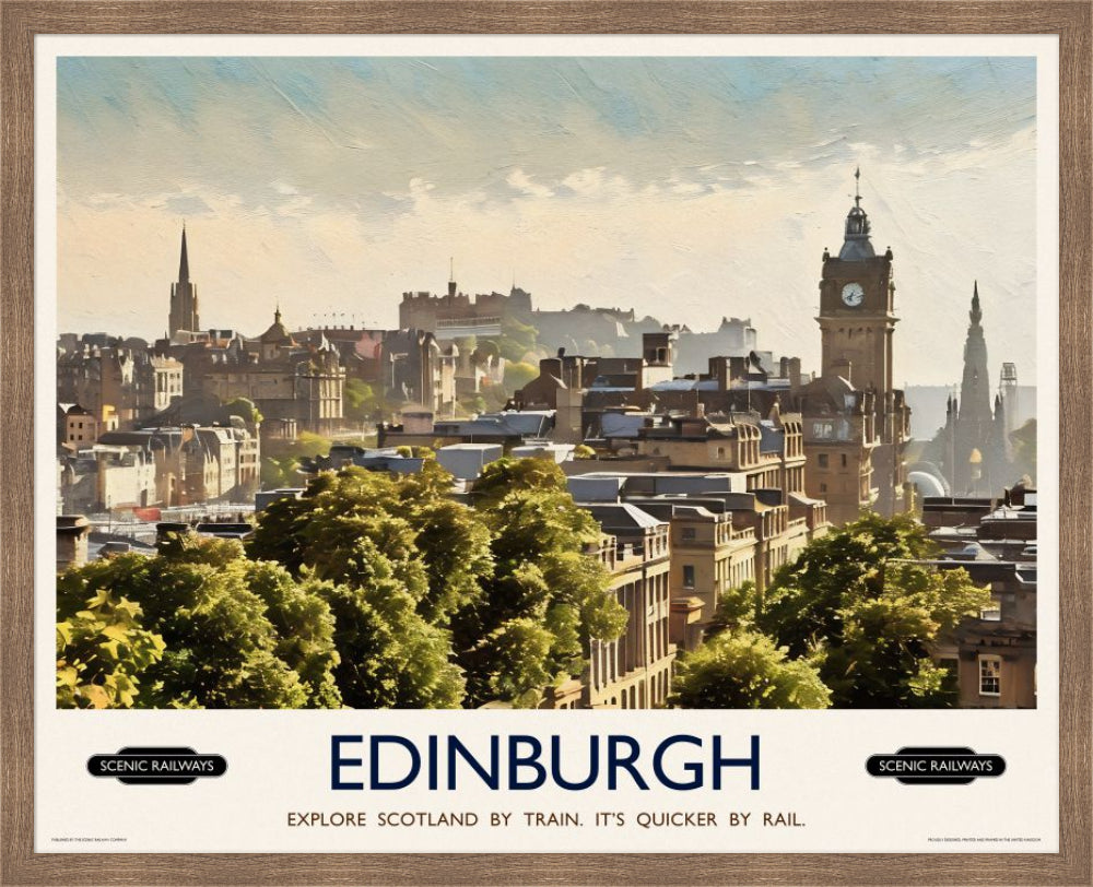 Vintage travel poster- Edinburgh, The City From Calton Hill - Scenic Railways