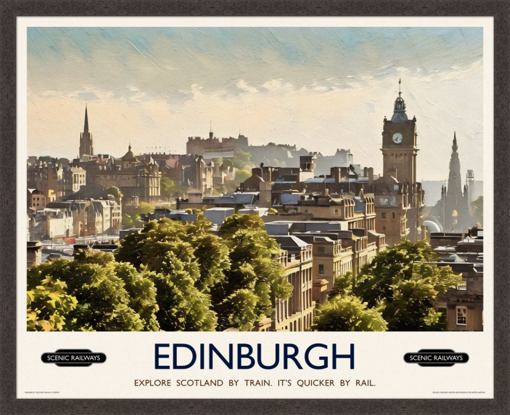 Vintage travel poster- Edinburgh, The City From Calton Hill - Scenic Railways