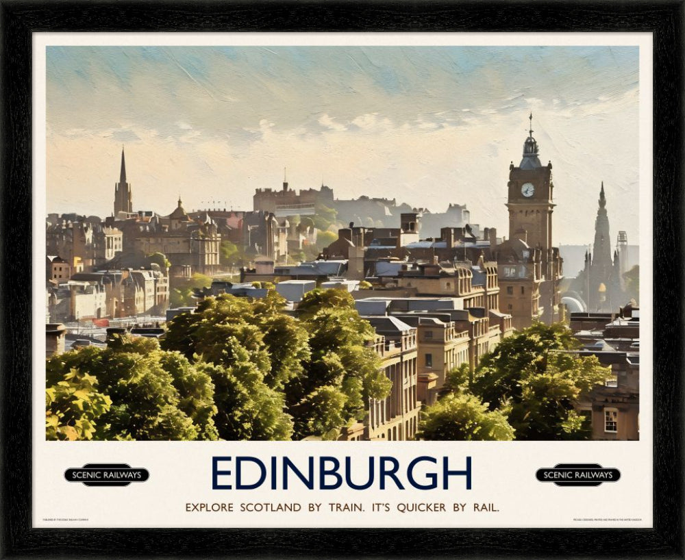 Vintage travel poster- Edinburgh, The City From Calton Hill - Scenic Railways