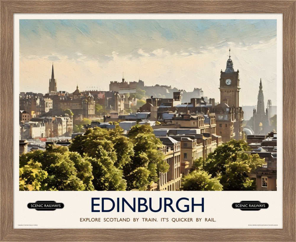 Vintage travel poster- Edinburgh, The City From Calton Hill - Scenic Railways