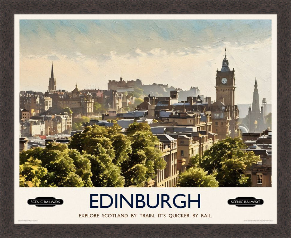 Vintage travel poster- Edinburgh, The City From Calton Hill - Scenic Railways