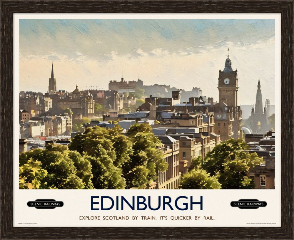 Vintage travel poster- Edinburgh, The City From Calton Hill - Scenic Railways