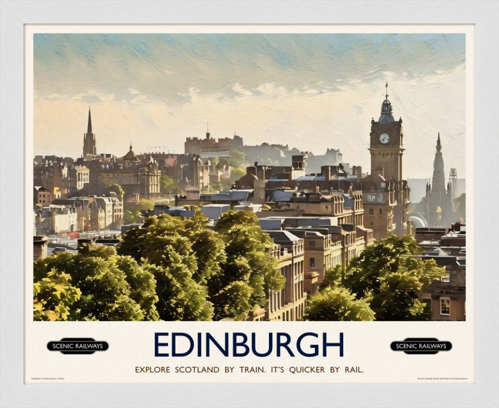 Vintage travel poster- Edinburgh, The City From Calton Hill - Scenic Railways