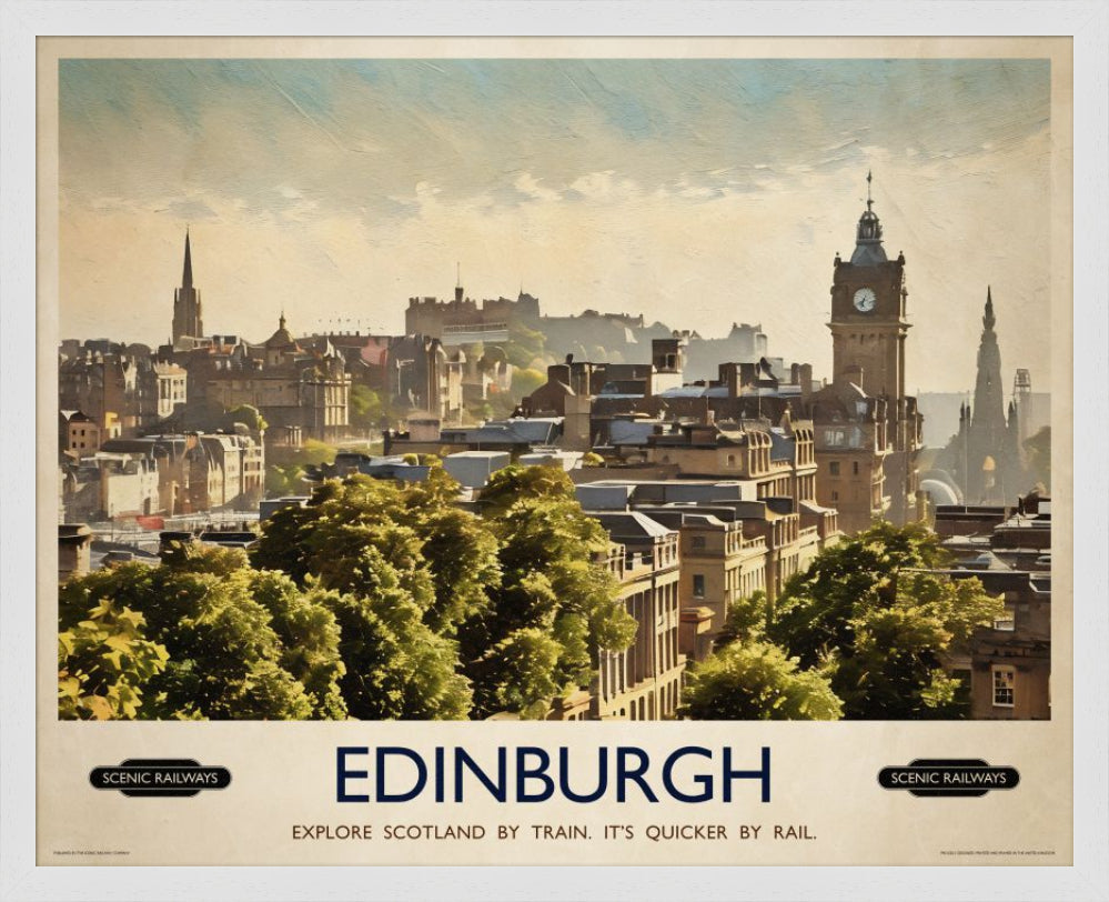 Vintage travel poster- Edinburgh, The City From Calton Hill - Scenic Railways
