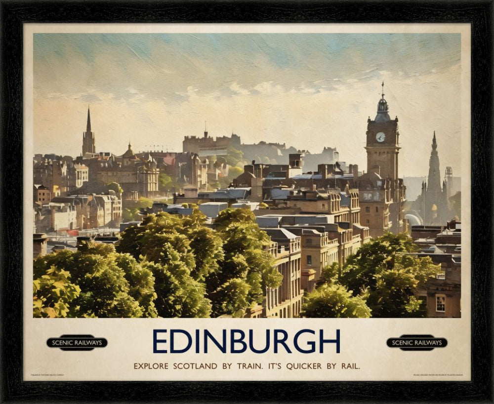 Vintage travel poster- Edinburgh, The City From Calton Hill - Scenic Railways