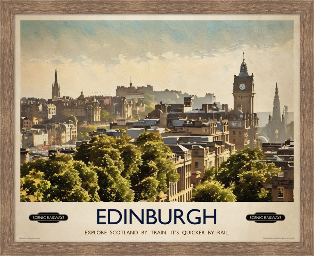 Vintage travel poster- Edinburgh, The City From Calton Hill - Scenic Railways