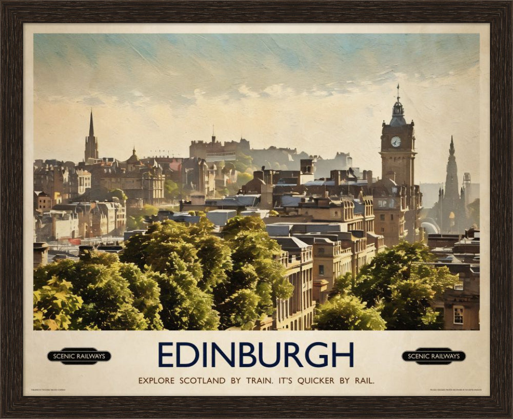Vintage travel poster- Edinburgh, The City From Calton Hill - Scenic Railways