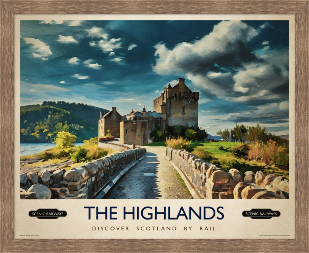 Vintage travel poster- The Highlands, Scotland - Scenic Railways