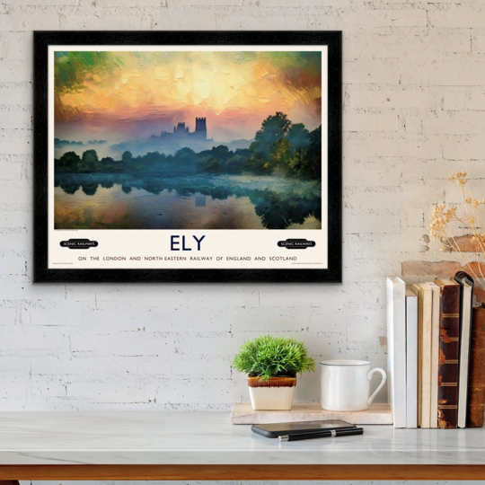 Vintage travel poster- Ely, Cambridgeshire - Scenic Railways