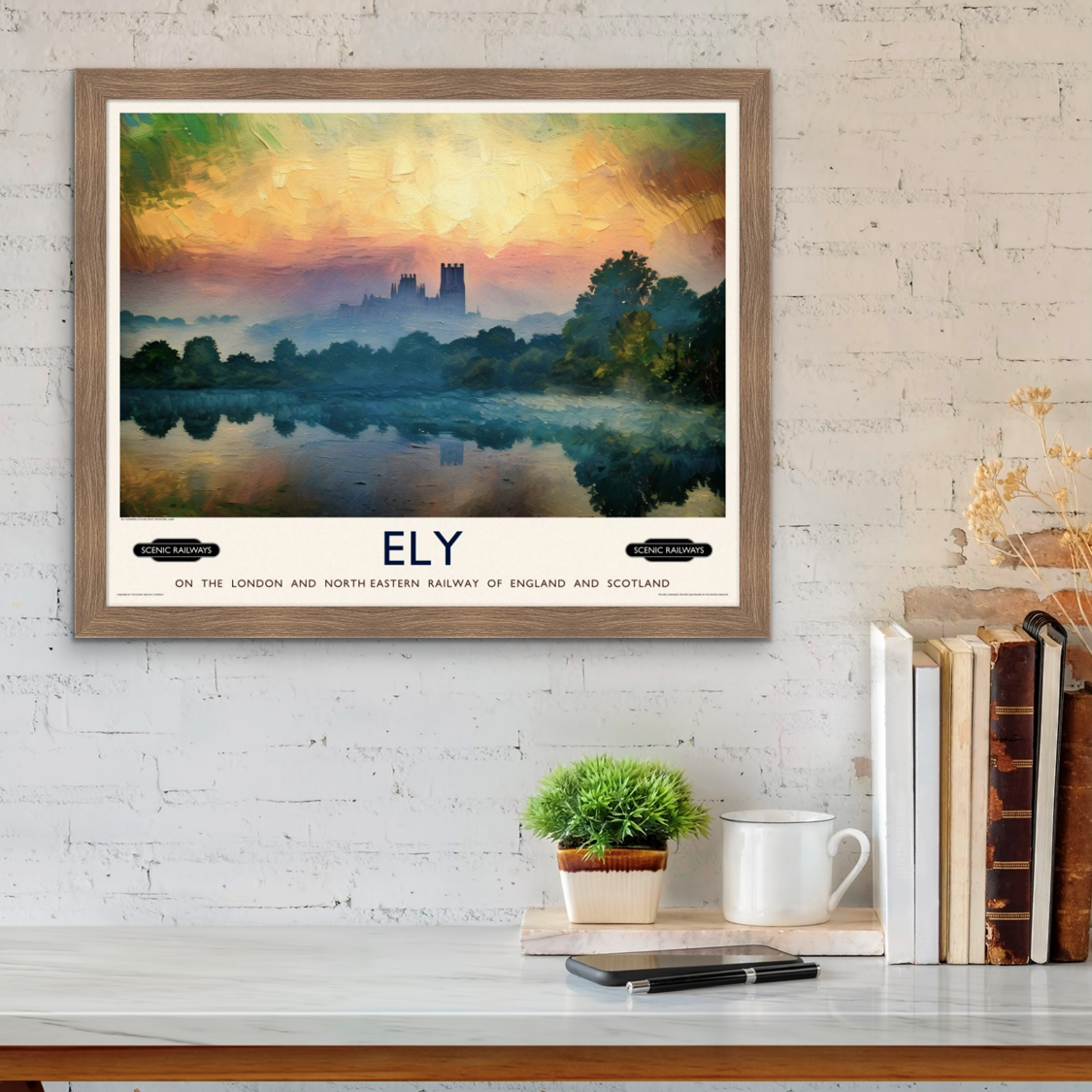 Vintage travel poster- Ely, Cambridgeshire - Scenic Railways