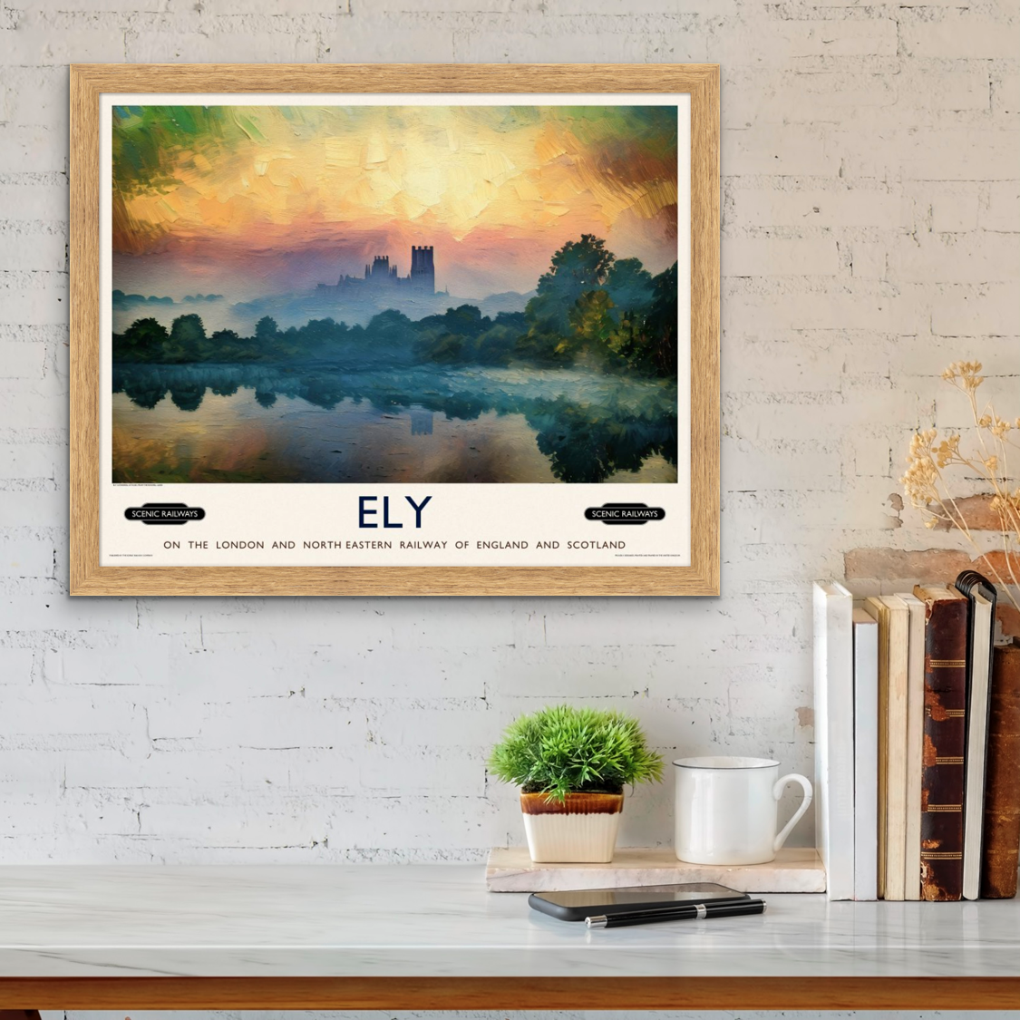 Vintage travel poster- Ely, Cambridgeshire - Scenic Railways