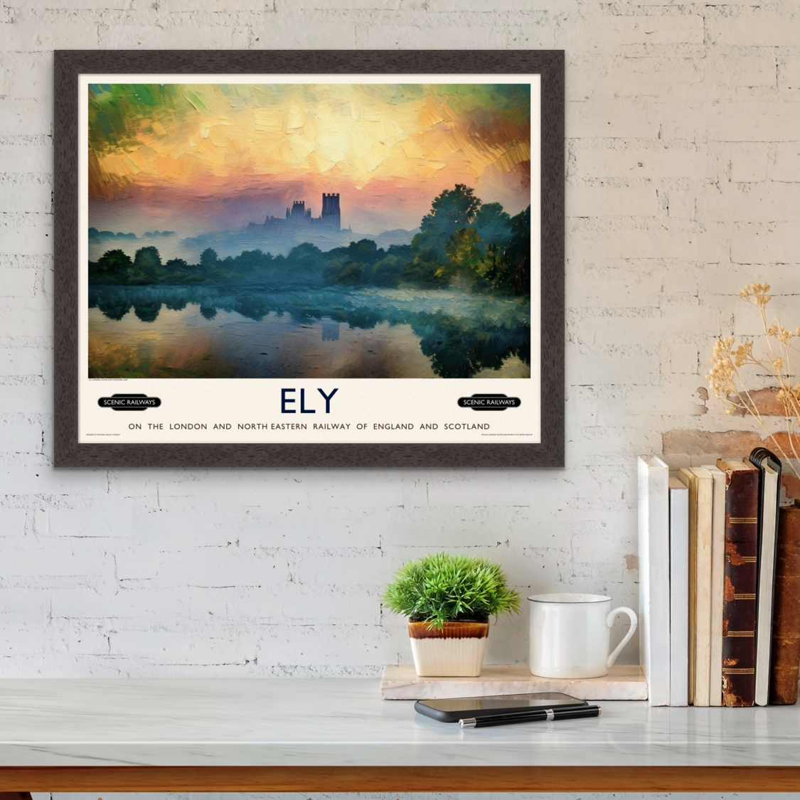 Vintage travel poster- Ely, Cambridgeshire - Scenic Railways