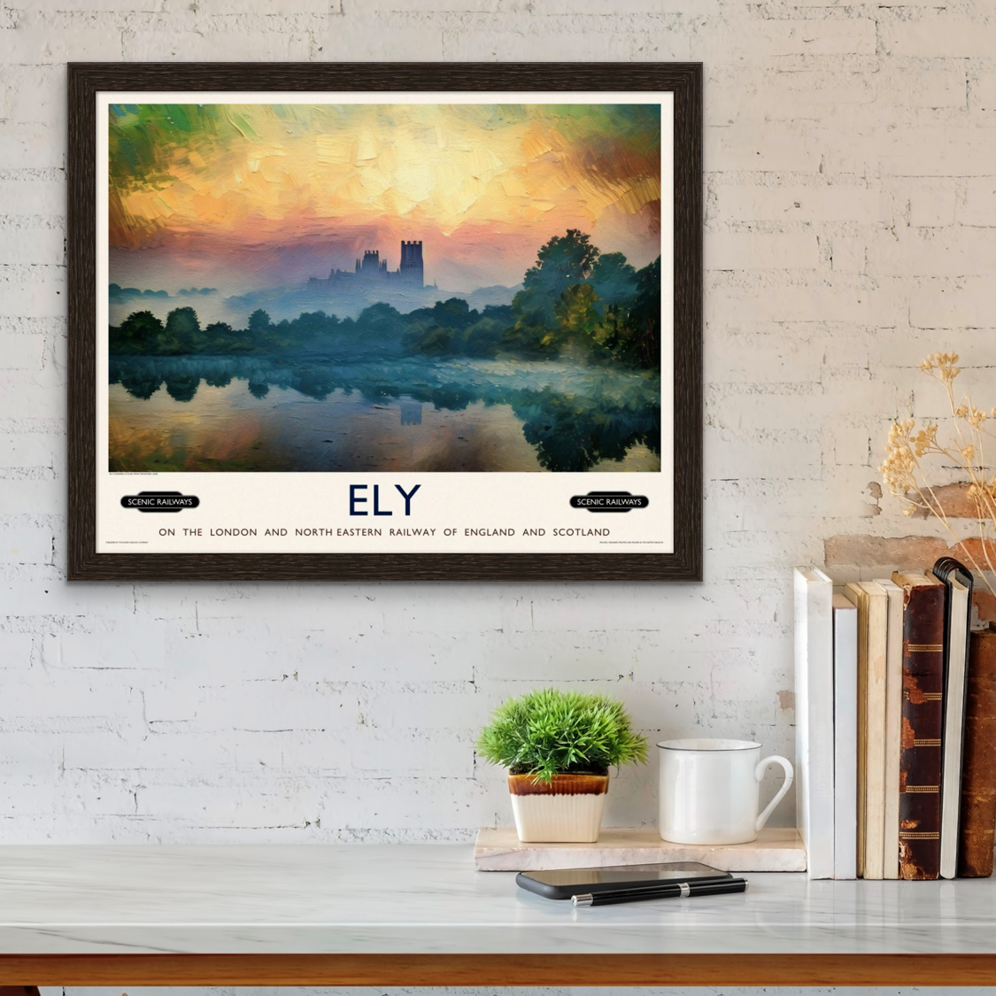 Vintage travel poster- Ely, Cambridgeshire - Scenic Railways