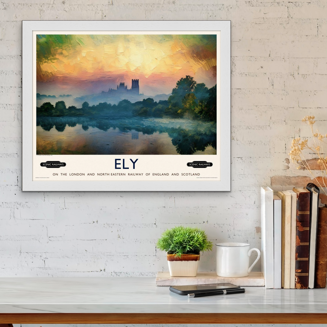 Vintage travel poster- Ely, Cambridgeshire - Scenic Railways