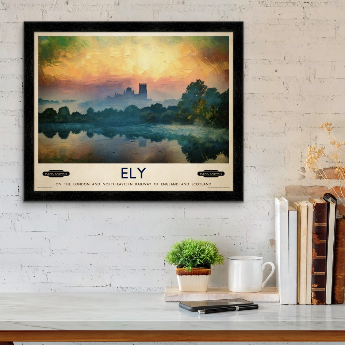 Vintage travel poster- Ely, Cambridgeshire - Scenic Railways
