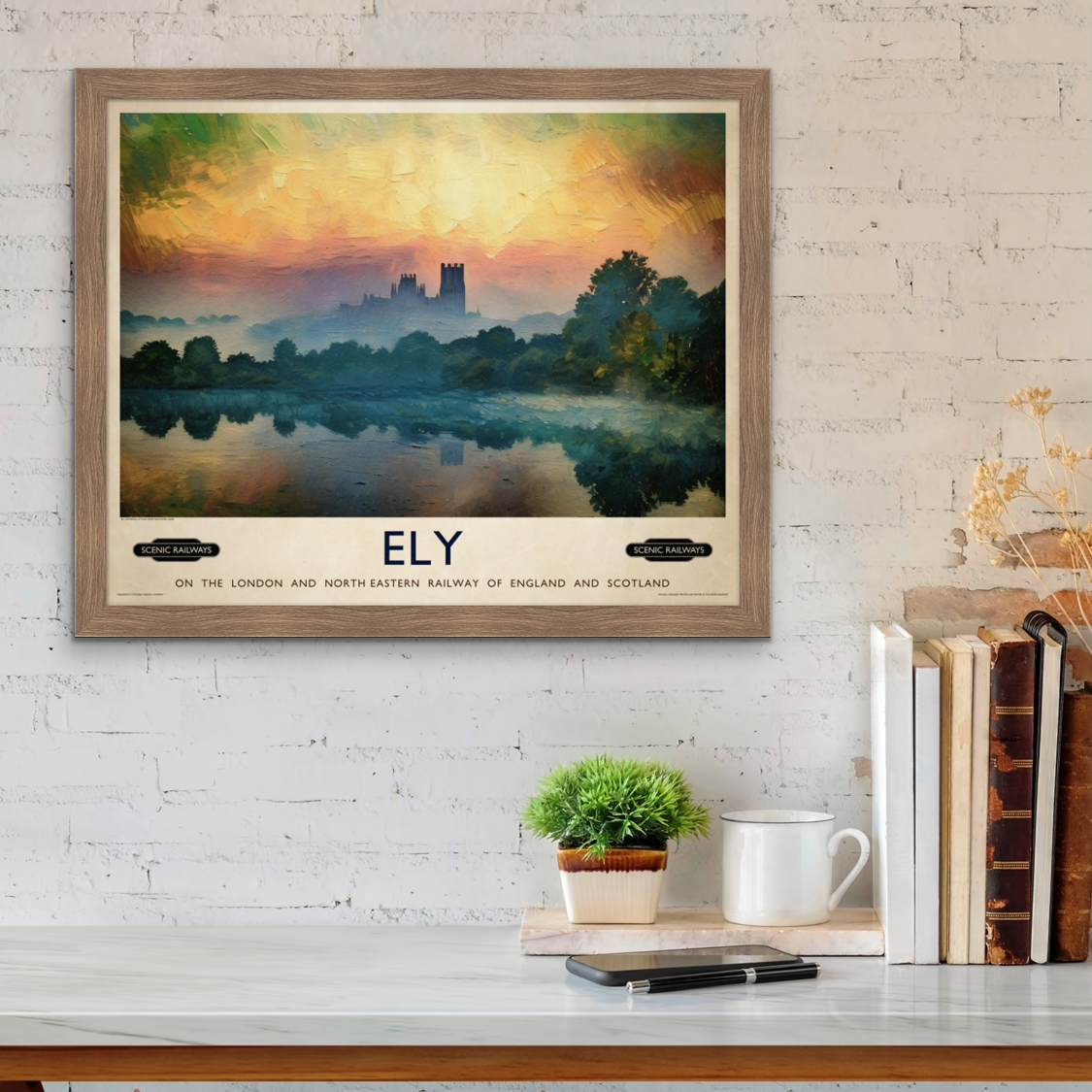 Vintage travel poster- Ely, Cambridgeshire - Scenic Railways