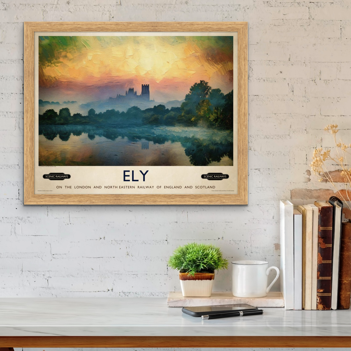 Vintage travel poster- Ely, Cambridgeshire - Scenic Railways
