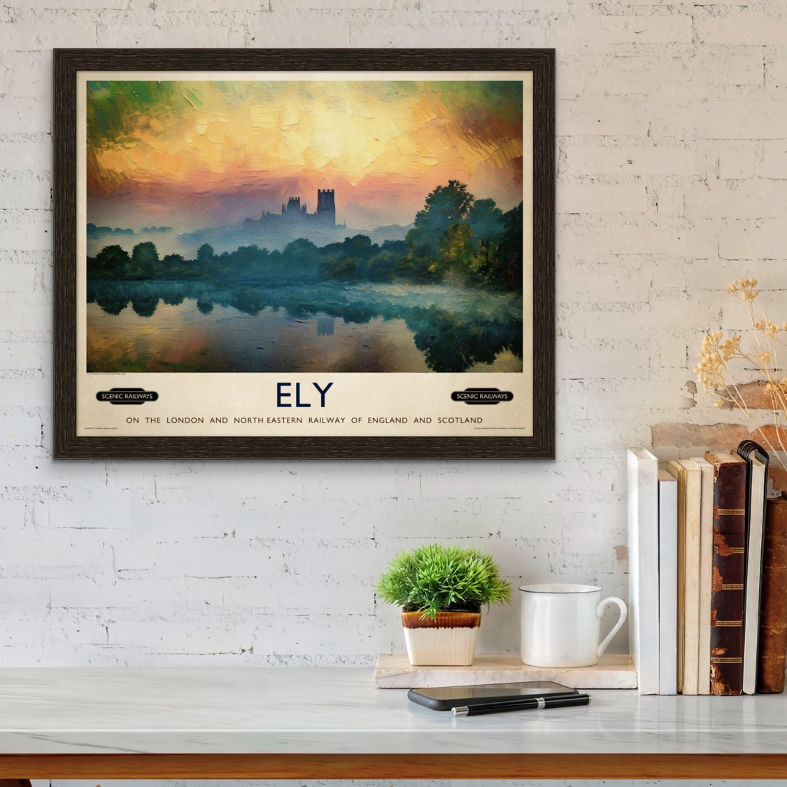 Vintage travel poster- Ely, Cambridgeshire - Scenic Railways