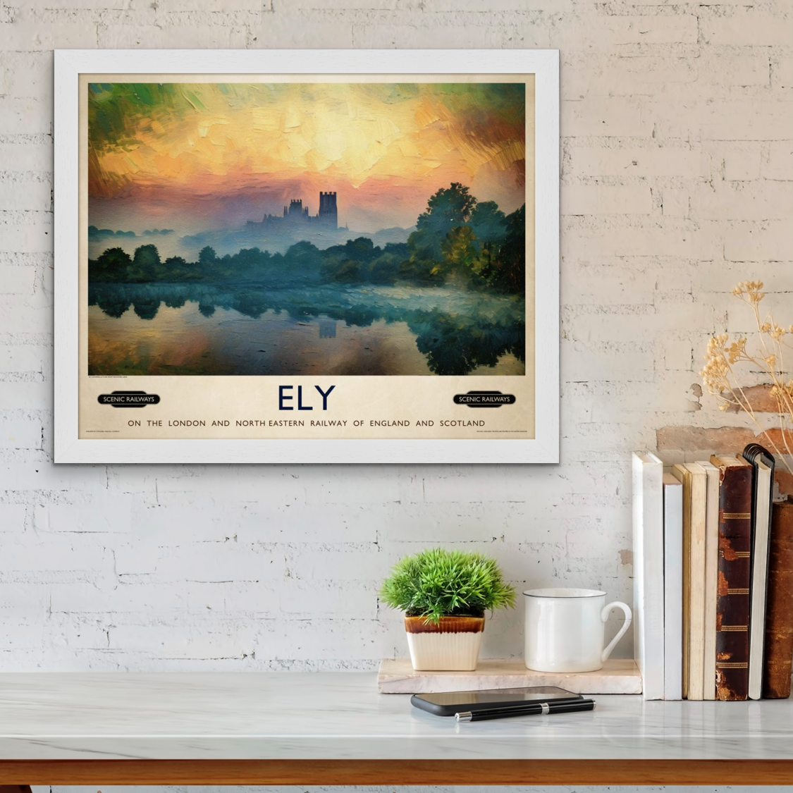 Vintage travel poster- Ely, Cambridgeshire - Scenic Railways