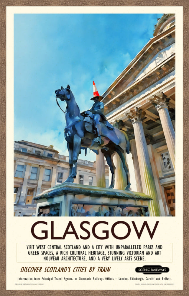 Vintage travel poster- Glasgow - The Gallery of Modern Art - Scenic Railways