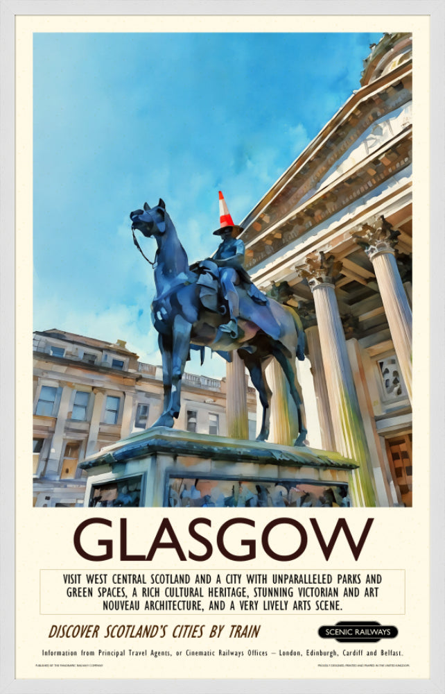 Vintage travel poster- Glasgow - The Gallery of Modern Art - Scenic Railways