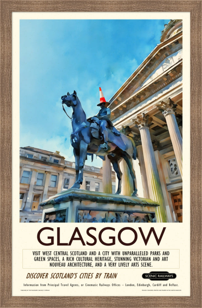 Vintage travel poster- Glasgow - The Gallery of Modern Art - Scenic Railways