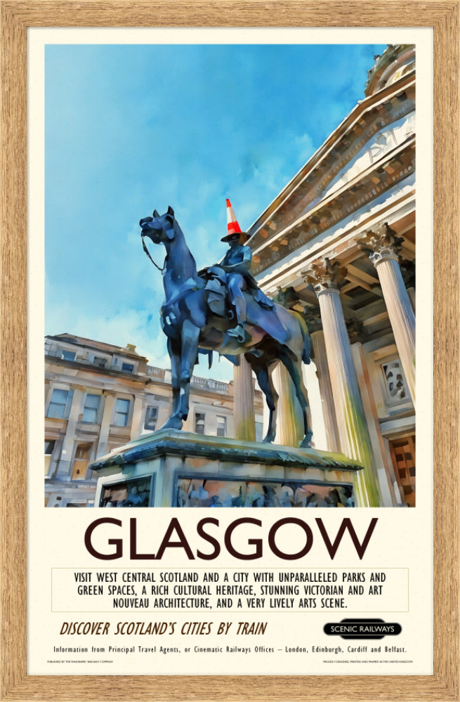 Vintage travel poster- Glasgow - The Gallery of Modern Art - Scenic Railways