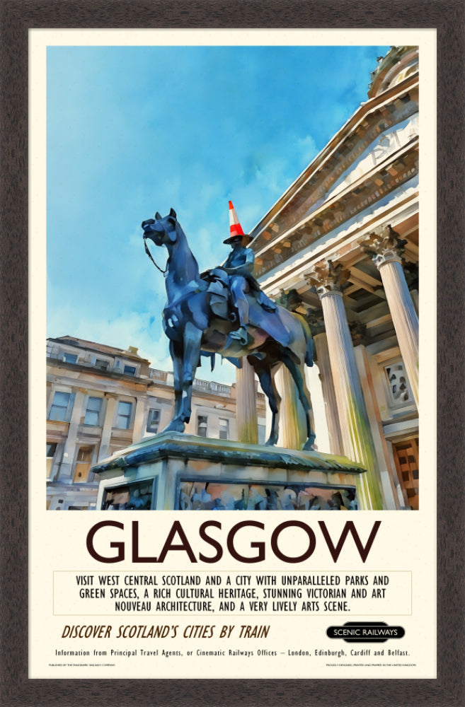 Vintage travel poster- Glasgow - The Gallery of Modern Art - Scenic Railways