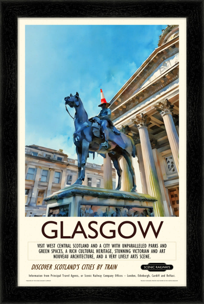 Vintage travel poster- Glasgow - The Gallery of Modern Art - Scenic Railways