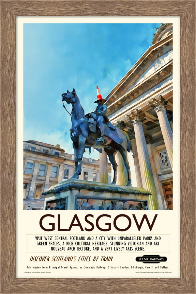 Vintage travel poster- Glasgow - The Gallery of Modern Art - Scenic Railways