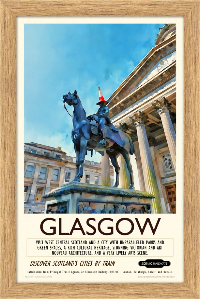 Vintage travel poster- Glasgow - The Gallery of Modern Art - Scenic Railways