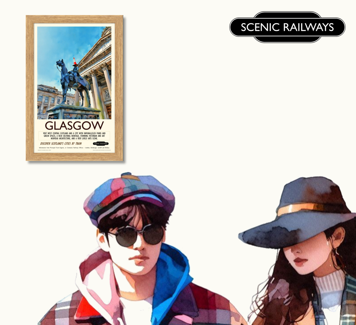 Vintage travel poster- Glasgow, The Gallery of Modern Art - Scenic Railways