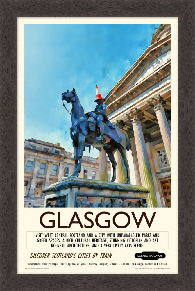 Vintage travel poster- Glasgow - The Gallery of Modern Art - Scenic Railways