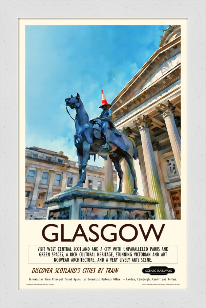 Vintage travel poster- Glasgow - The Gallery of Modern Art - Scenic Railways