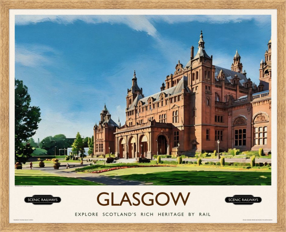 Vintage travel poster- Glasgow, Kelvingrove Art Gallery and Museum - Scenic Railways