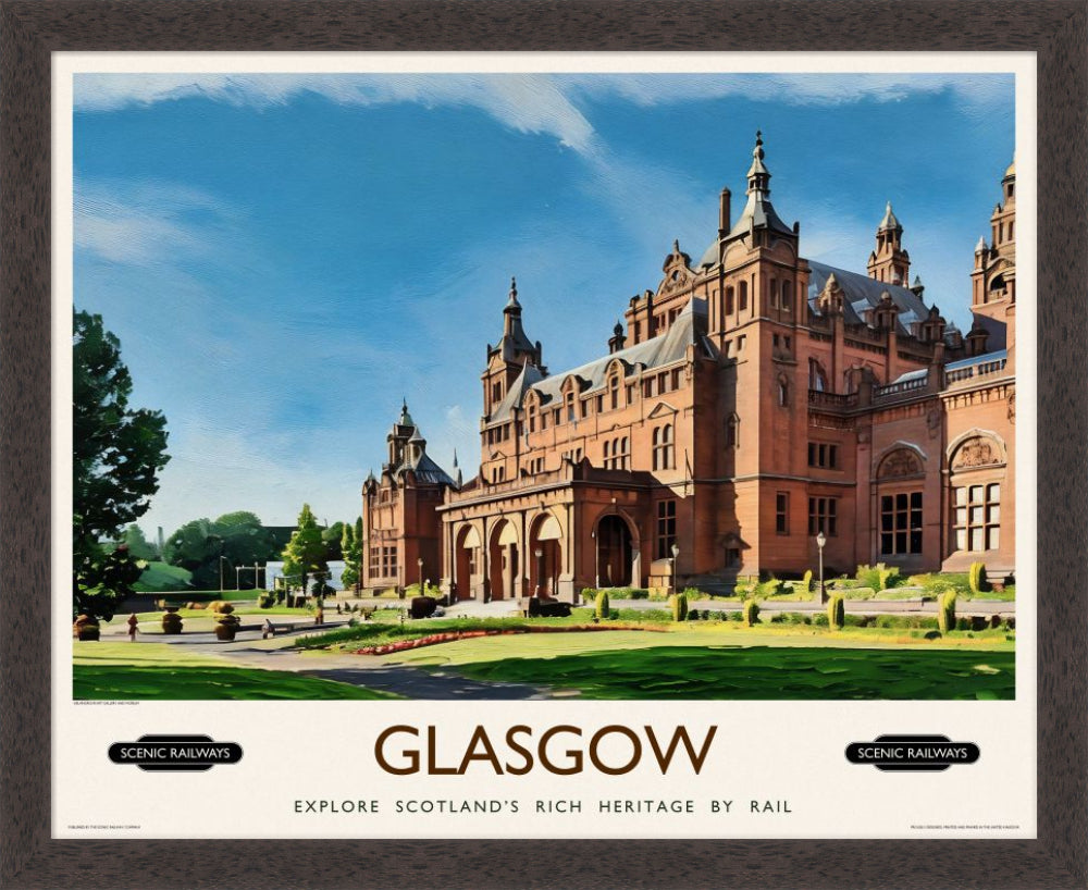 Vintage travel poster- Glasgow, Kelvingrove Art Gallery and Museum - Scenic Railways
