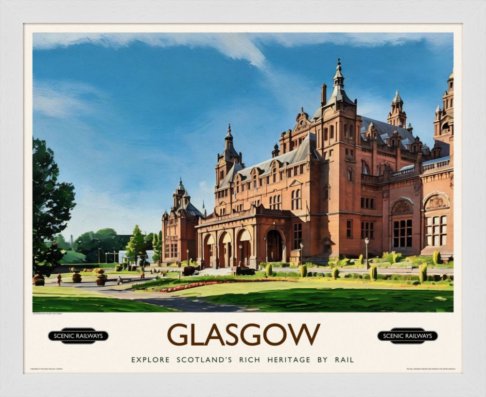 Vintage travel poster- Glasgow, Kelvingrove Art Gallery and Museum - Scenic Railways